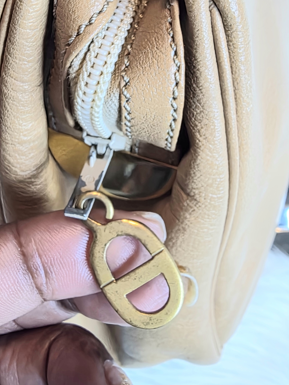 Christian Dior Vintage Tan Leather Handbag Gold Tone Hardware with COA & Dustbag - Picture 16 of 17